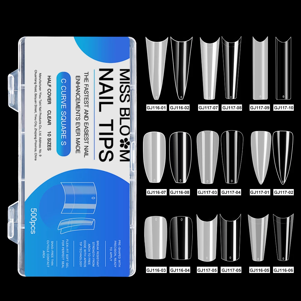 100pcs Full Cover Artificial Acrylic Clear XXL Coffin Ballerina Fake Nails Tips Detachable Pressed On American Capsule | Красота и
