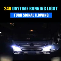okeen 2pcs ultrafine 24v car led drl daytime running lights white turn signal yellow guide strip for truck headlight assembly