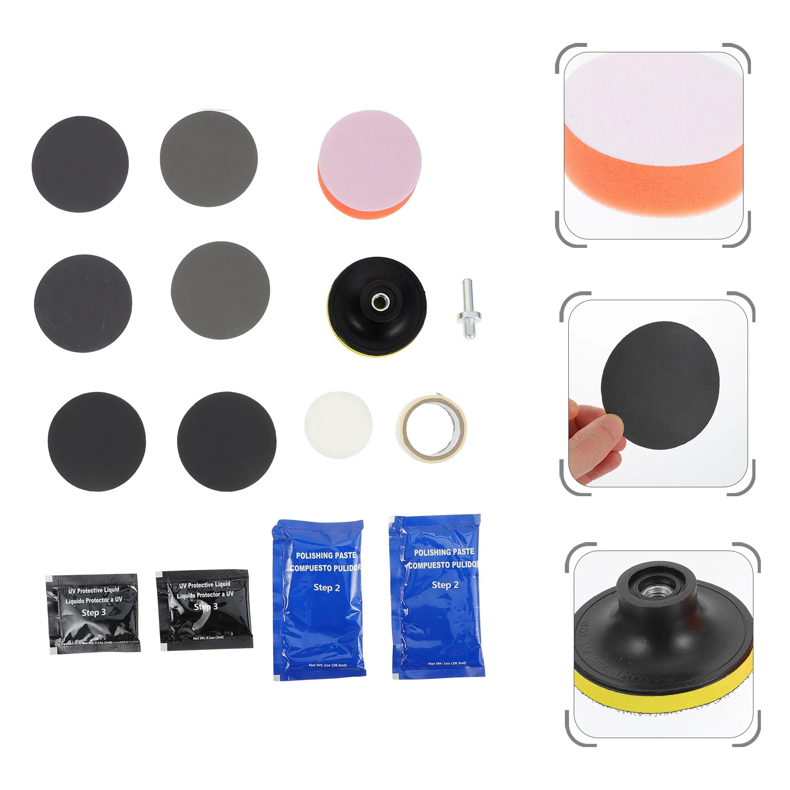 

Headlight Kit Polishing Car Headlamp Repair Restoration Diy Polish Disc Buffing Sanding Fluid Tools Pads Auto Scratch Tool