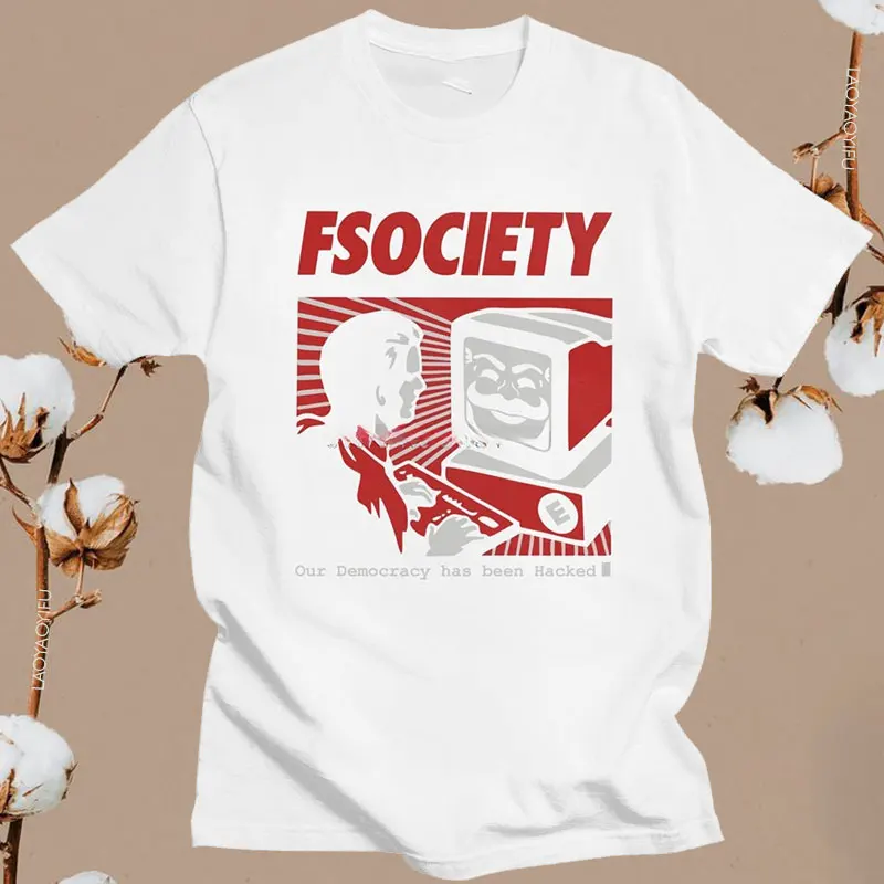 Винтажная забавная футболка Mr Robot мужская хлопковая FSociety с короткими рукавами F