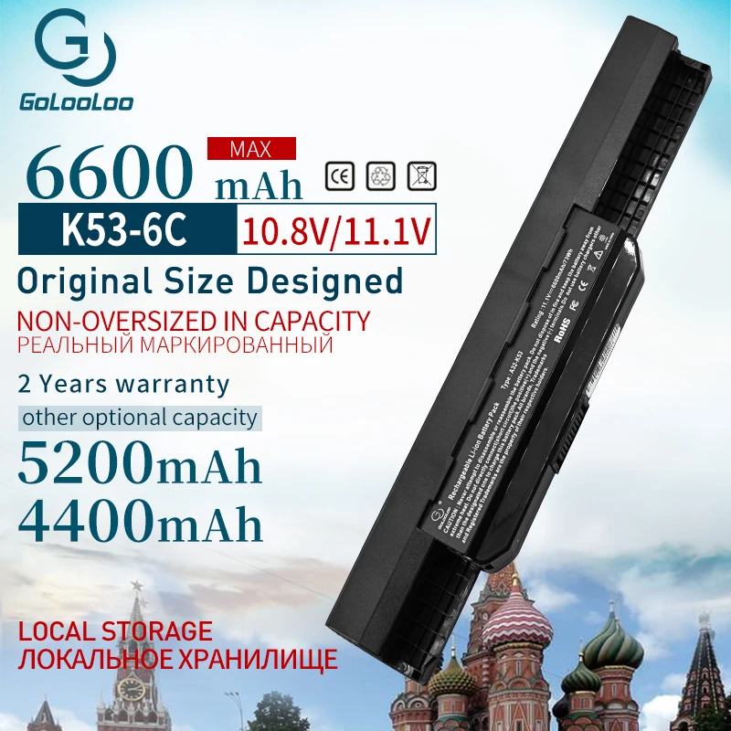 

Golooloo new 11.1V 6cell laptop battery pack A32-K53 A41-K53 for ASUS K53 K53E X54C X53S X53 K53S X53E