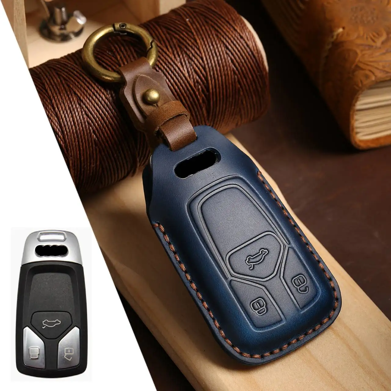 

Автомобильный чехол для ключей, кожаный чехол, брелок-держатель для Audi 2017, A3 A5 A7 Q3 Q5 Q7 Q5L A6L, аксессуары для ключей
