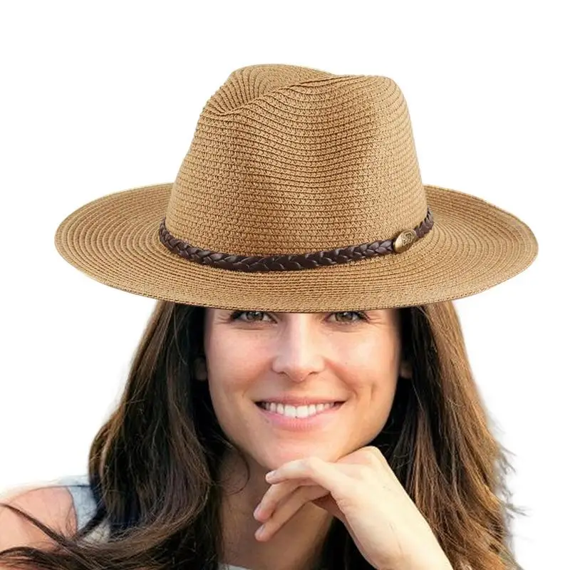 

Straw Visor Hat Packable Visor Sun Hat Women Wide Brim Leisure Sun Hat Men Summer Quick Dry Foldable Visors For Beach Party Gear