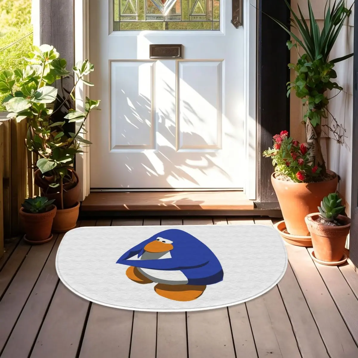 Коврик Club Penguin BOI из мягкой фланели, полукруглый, нескользящий, впитывающий, для ванной комнаты и гостиной. (art.: 3920dcf91d47b) - 3920dcf91d47b