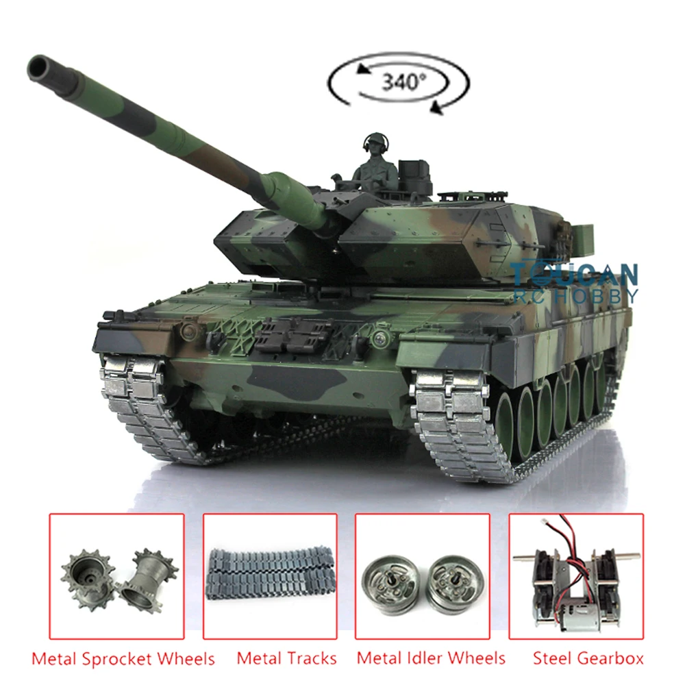 

2.4G Henglong 1/16 Upgraded Ver 7.0 Leopard2A6 RC Tank 3889 360 Turret Rotation BB Airsoft Military Battle Toy TH17586-SMT7
