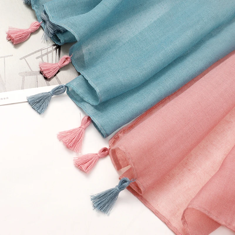 Роскошный брендовый дизайнерский хлопковый шелковый шарф с кисточками женский