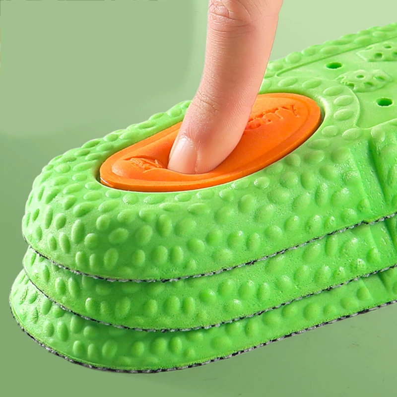 Sports Shock Absorption Insole Green PU Memory Foam Breathable Arch Support Orthopedic Shoes Pad Men Women Feet Care Shoes Pad