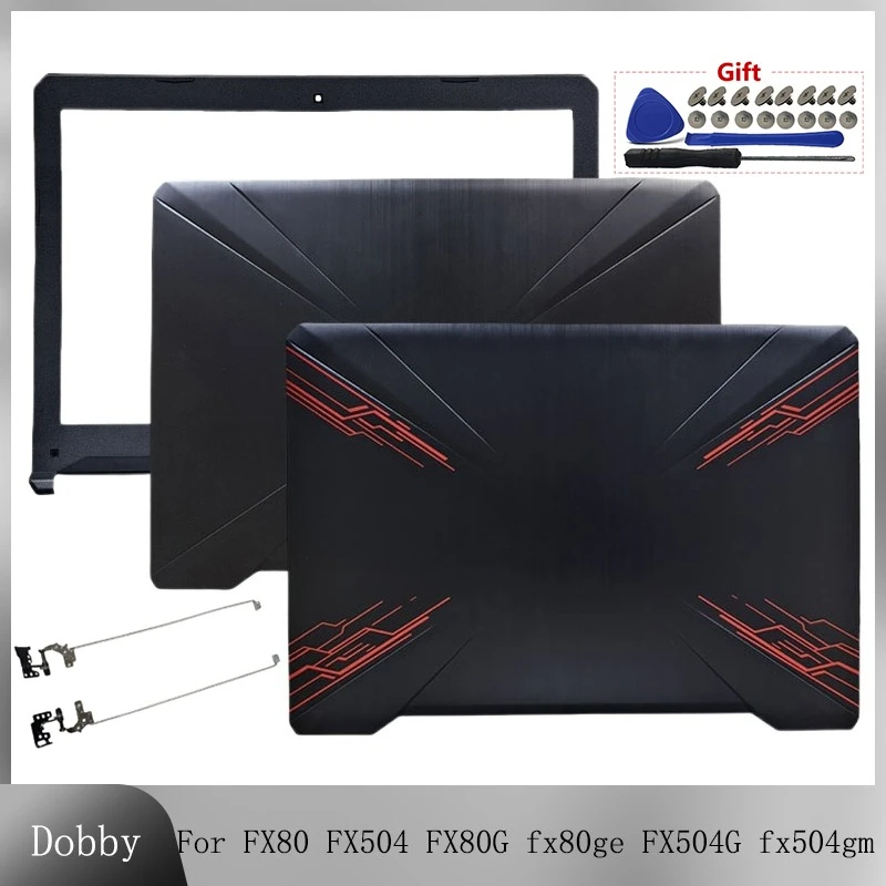Фото Новый корпус для ASUS FX80 FX504 FX80G fx80ge FX504G fx504gm fx504gd, задняя крышка ЖК-экрана, задняя крышка, передняя панель, рамка, петли ЖК-дисплея №1