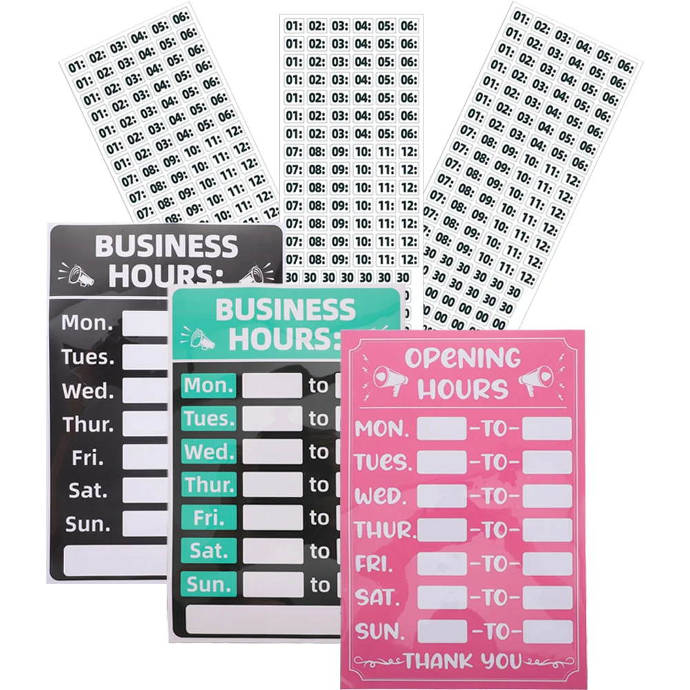 

6 Pcs Business Hours Sign Open Signs Window Outdoor Suite Operation Pvc Stickers Work