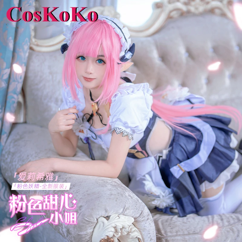 CosKoKo Elysia Косплей Аниме Игра Honkai Impact 3 костюм Miss Pink Sweetheart изящное милое платье