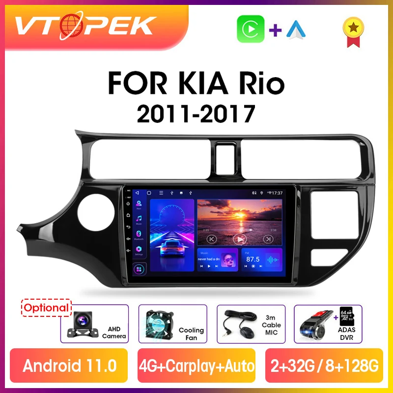Автомагнитола Vtopek для KIA RIO, мультимедийный видеоплеер на Android 11,0, 9 дюймов, 4G, GPS, для KIA RIO K3 PRIDE 2011-2017 Автомагнитола Vtopek для KIA RIO, мультимедийный видеоплеер на Android 11,0, 9 дюймов, 4G, GPS, для KIA RIO K3 PRIDE 2011-2017