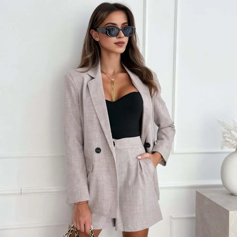 Женский деловой комплект из 2 предметов пиджак с отложным воротником и длинными