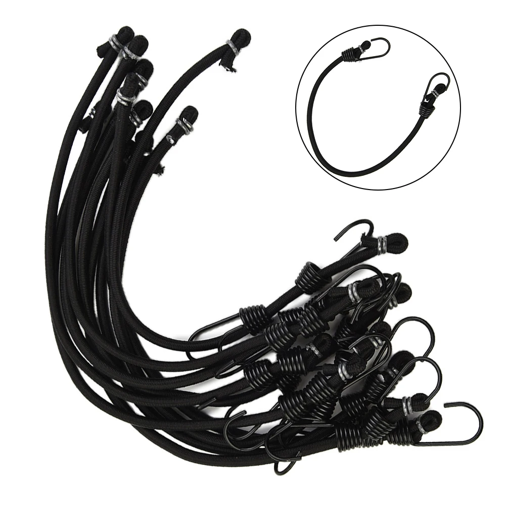 

10pcs 30cm Elastic Bungee Cord Heavy Duty Luggage Straps Rope Hooks Stretch Tie Tent Outdoor Camping Hiking Accessory