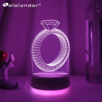 the ring 3d ring shape acrylic led night light touch 7 colors changing table lamp decorative light gift diamond ring lantern