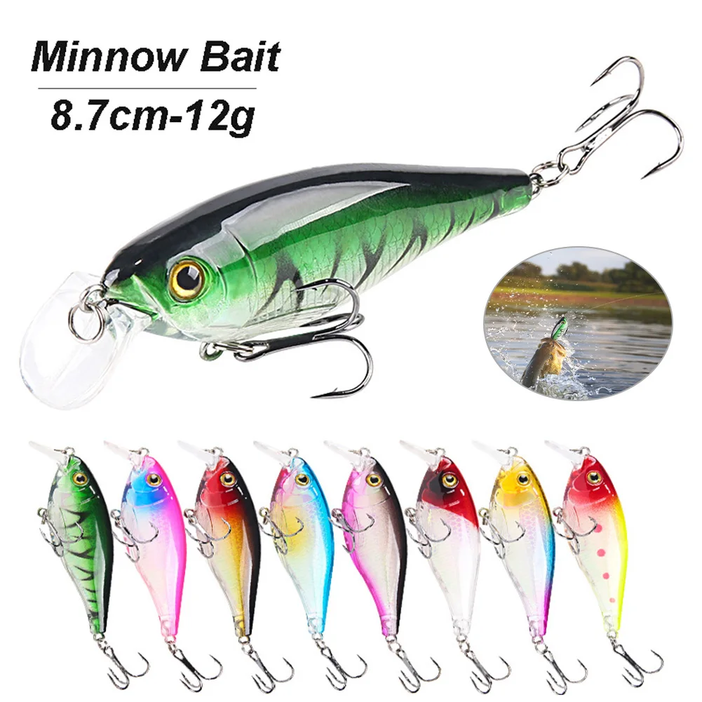 

Minnow Fishing Lure Crankbait Pike Bait 8.7cm 12g Diving Wobblers Swimbait With 2 Trebles For Freshwater Fishing Accessories