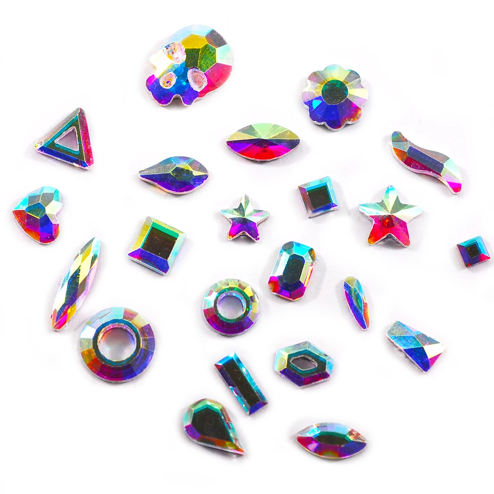AB Flatback Glass Hot Fix украшения со стразами хрустальные драгоценные камни для одежды из