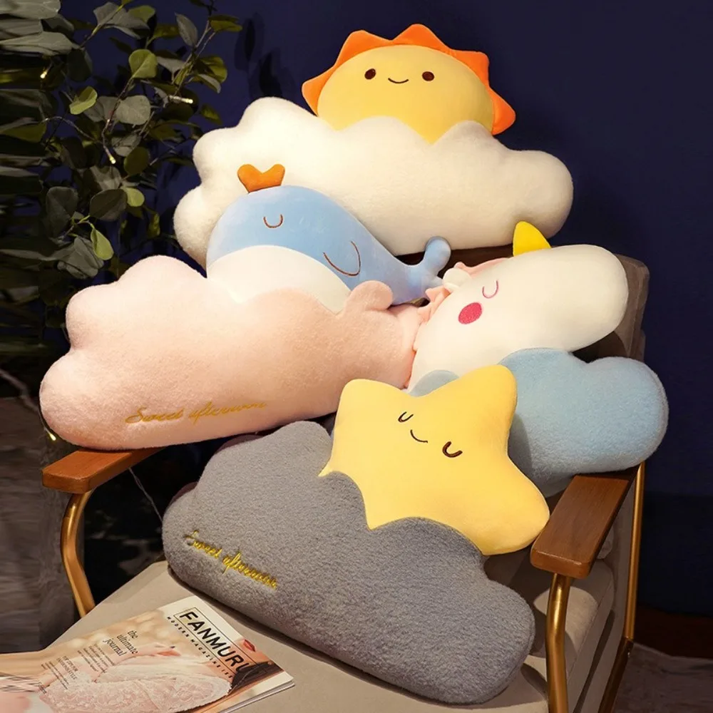 Креативная плюшевая подушка в форме облака радужная луна прикроватная мягкая