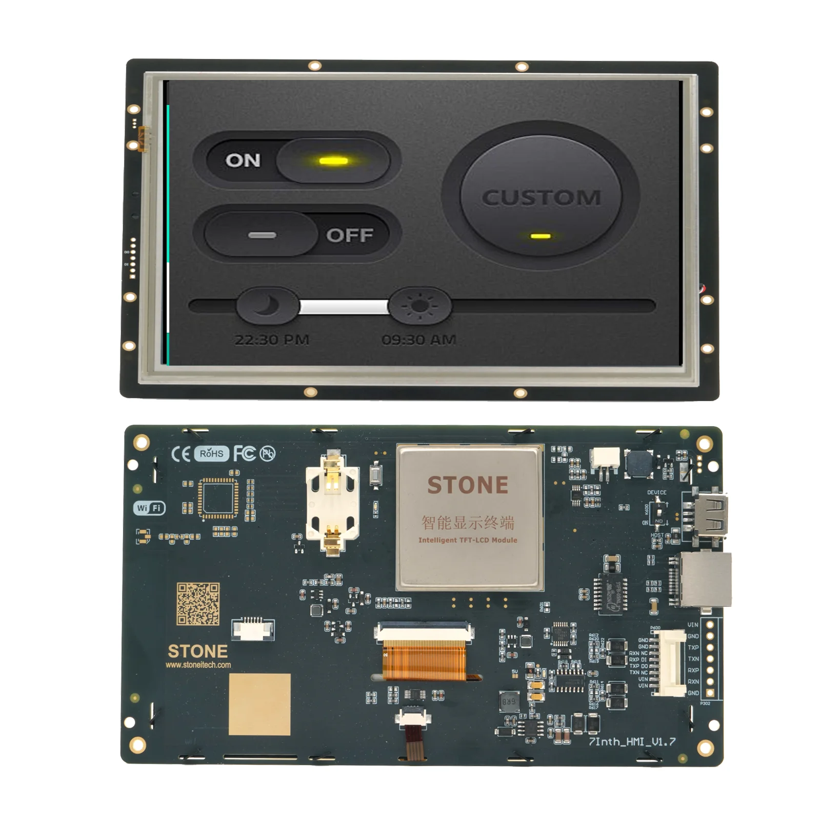 SCBRHMI 7'' Intelligent LCD Touch Display Module Multifunction HMI Resistive without Enclosure