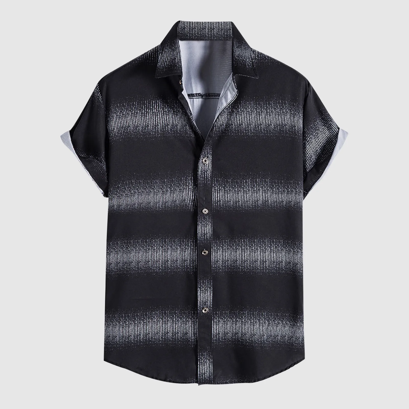 

Stripe Turn-Down Shirt Collar Shirt Print Button Casual Short Sleeve Men's Men Shirts Long Sleeve Undershirt Men