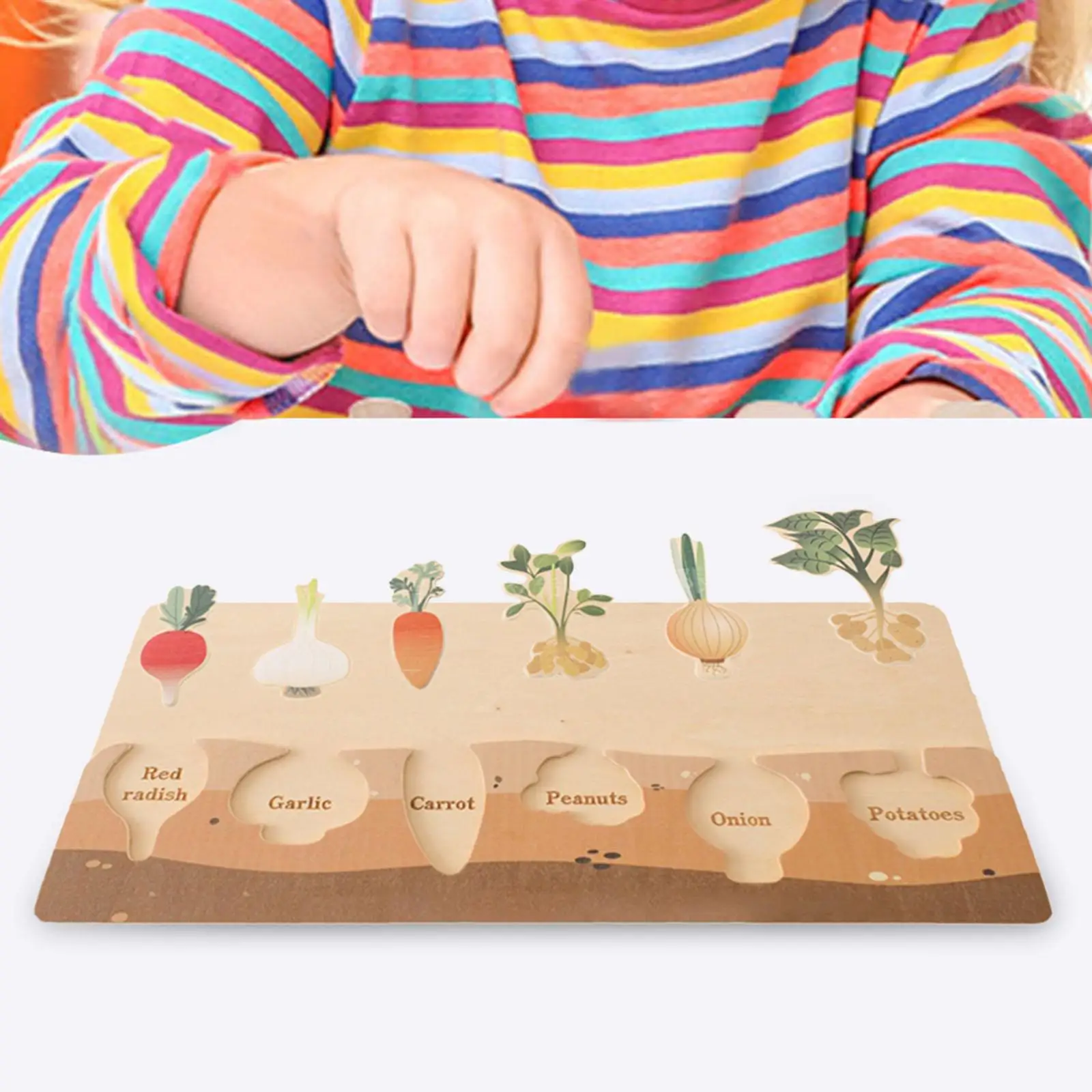 

Toddlers Wooden Puzzle Developmental Educational Teaching Aids Grow Vegetables Game Toy for Activities Preschool Outdoor Trips