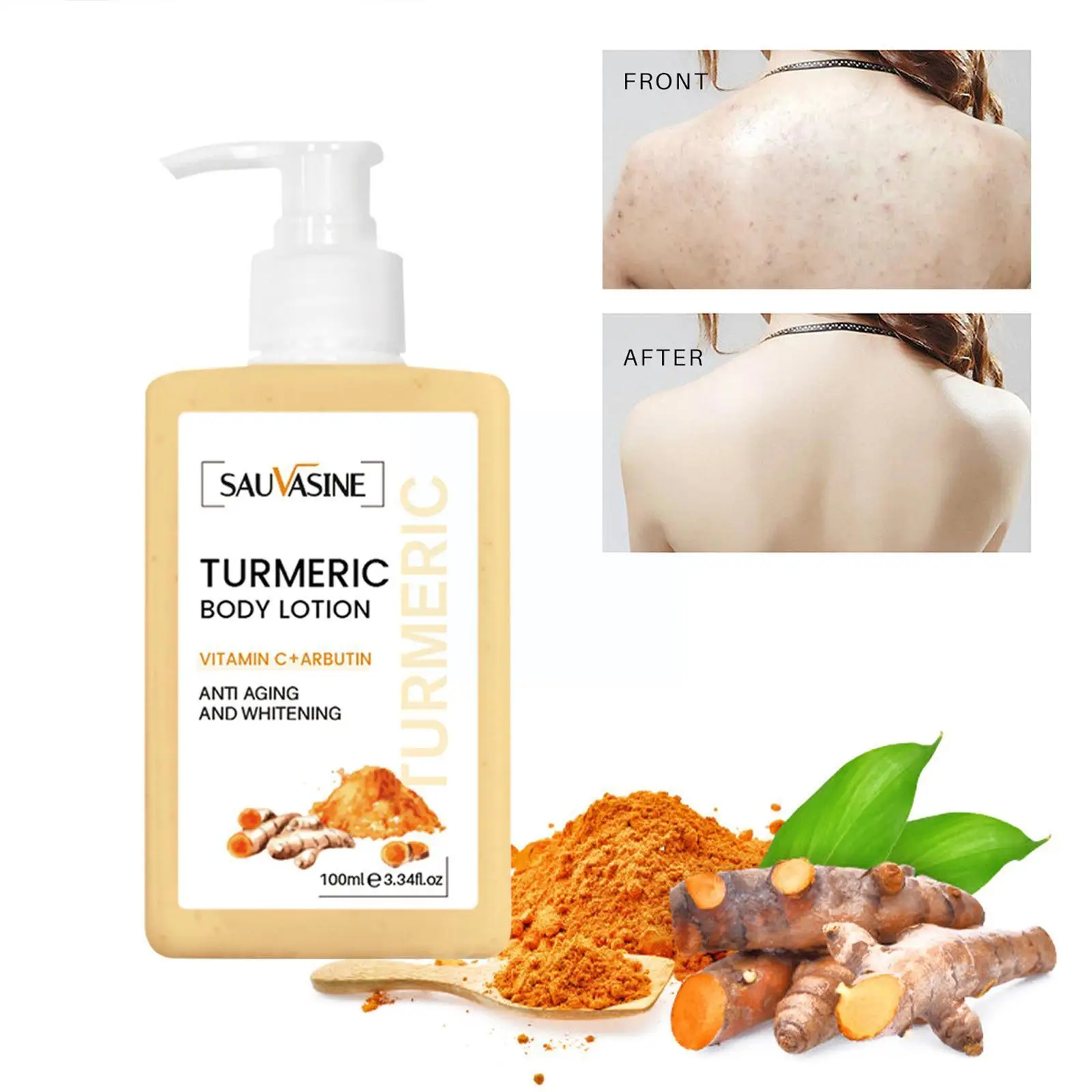 

100ml Body Whitening Cream Turmeric Body Lotion Long-lasting Moisturizing Smooth Skin Lightening Cream for Dark Skin Body C U6M4