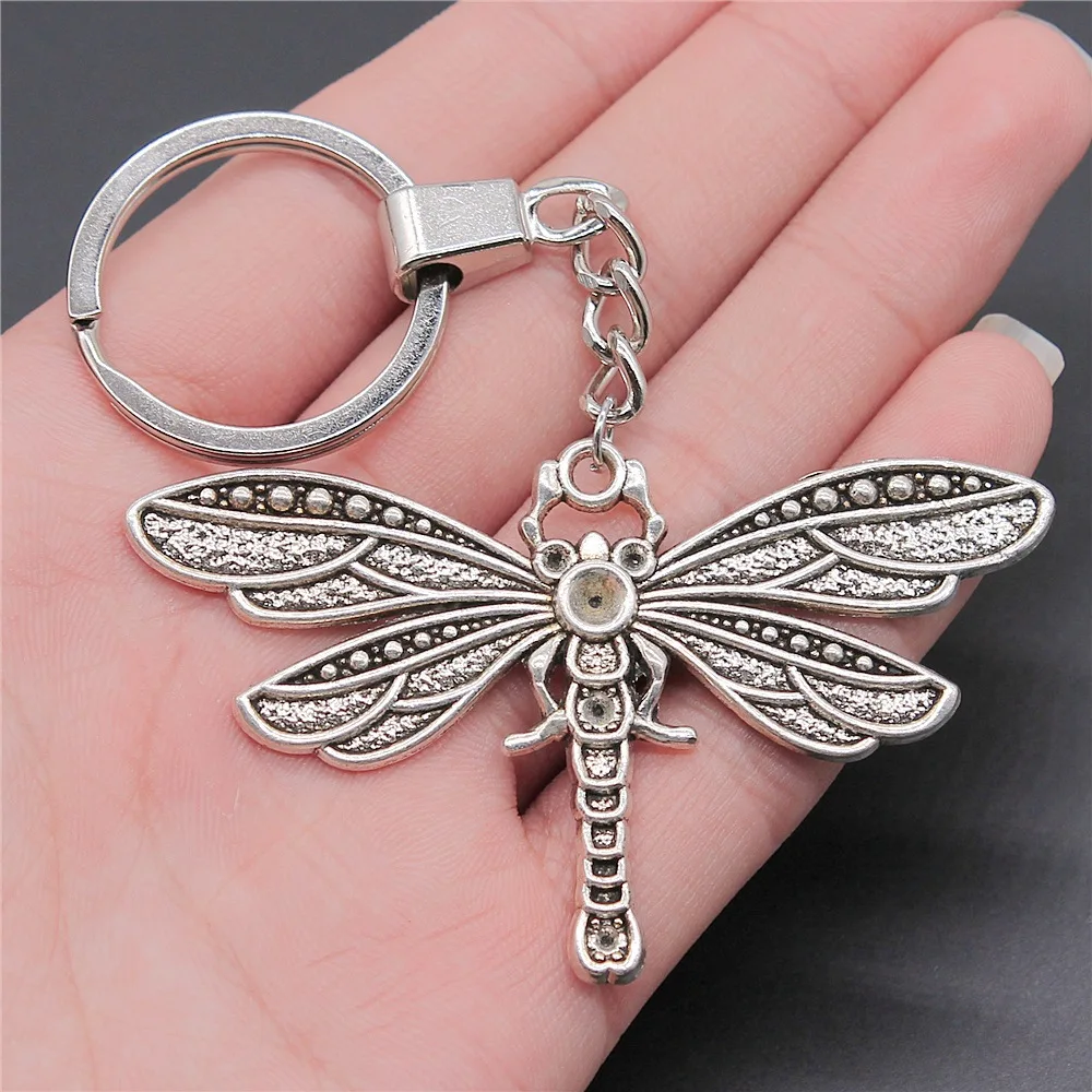 

Модный брелок античный серебряный цвет 71x42 мм кулон в виде стрекозы держатель для ключей мужские ювелирные изделия автомобильный брелок Пр...