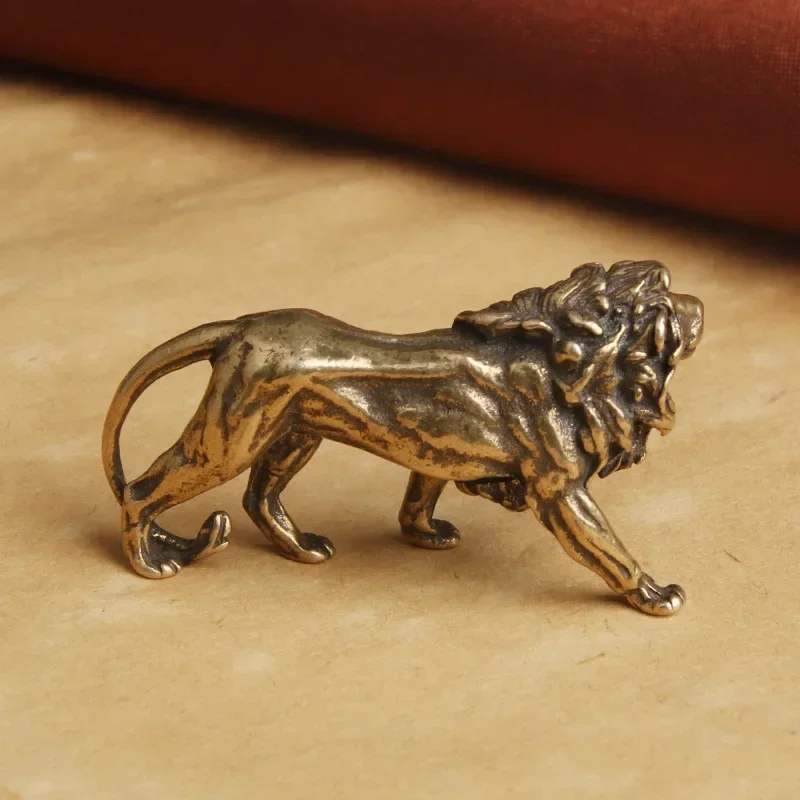 Миниатюры Majestic King Lion из чистой меди украшения для стола винтажные латунные