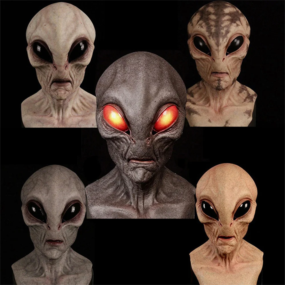 

Halloween Alien Mask Terror Head Cover UFO Latex Accessories Cosplay Prop