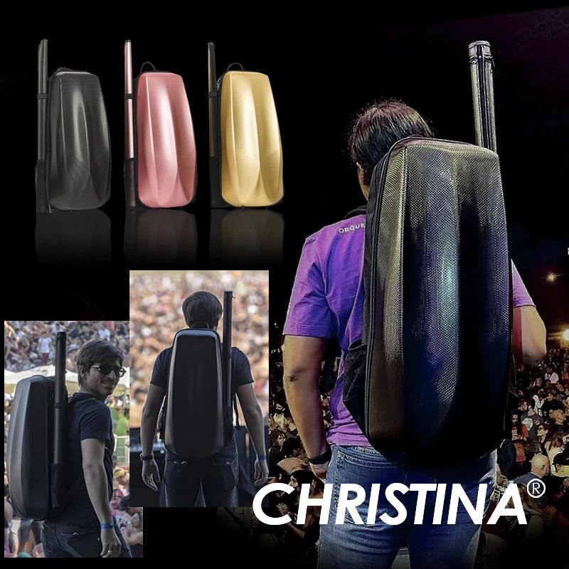 CHRISTINA Violin Case Bag VB95, Travel BackPack, Waterproof Light Glass Steel Carbon Fiber, 3 Colors Available, Extra Bow Bag