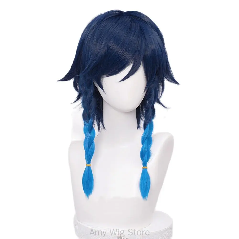 

Venti Wig Game Genshin Impact Venti Cosplay Unisex 50cm Blue Wig Cosplay Anime Cosplay Braid Wigs Heat Resistant Synthetic Hair