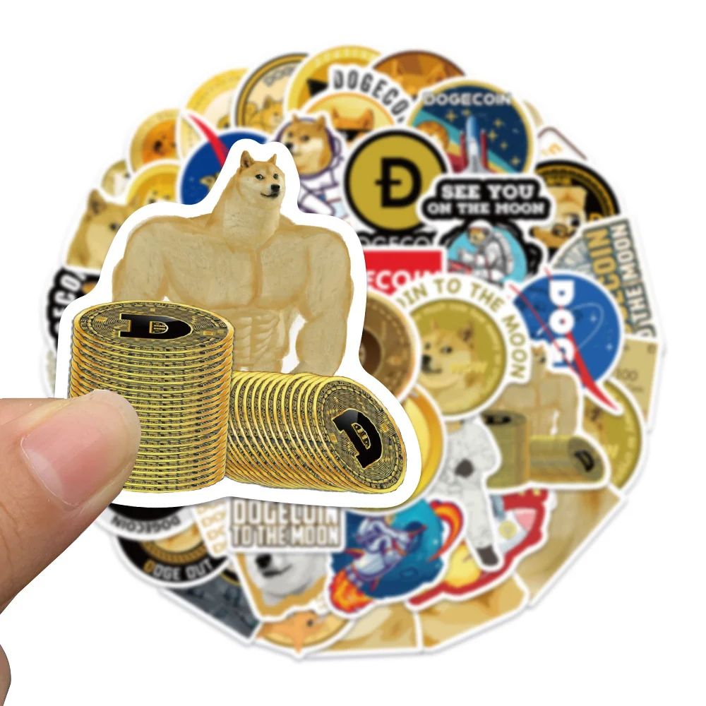 

10/30/50pcs Funny Doge Meme Coin Cartoon Animation Sticker For Luggage Laptop Ipad Car Guitar Skateboard Sticker Wholesale