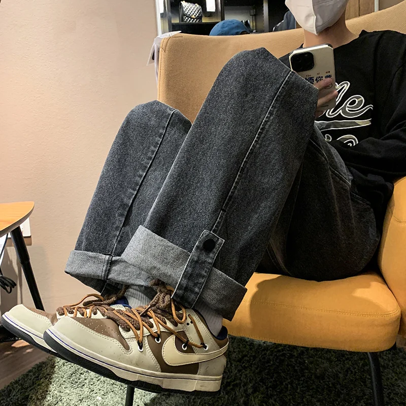 Blue Black Baggy Jeans Men Fashion Retro Straight Jeans Men Streetwear Hip-hop Loose Denim Pants Mens Trousers Large Size M-5XL