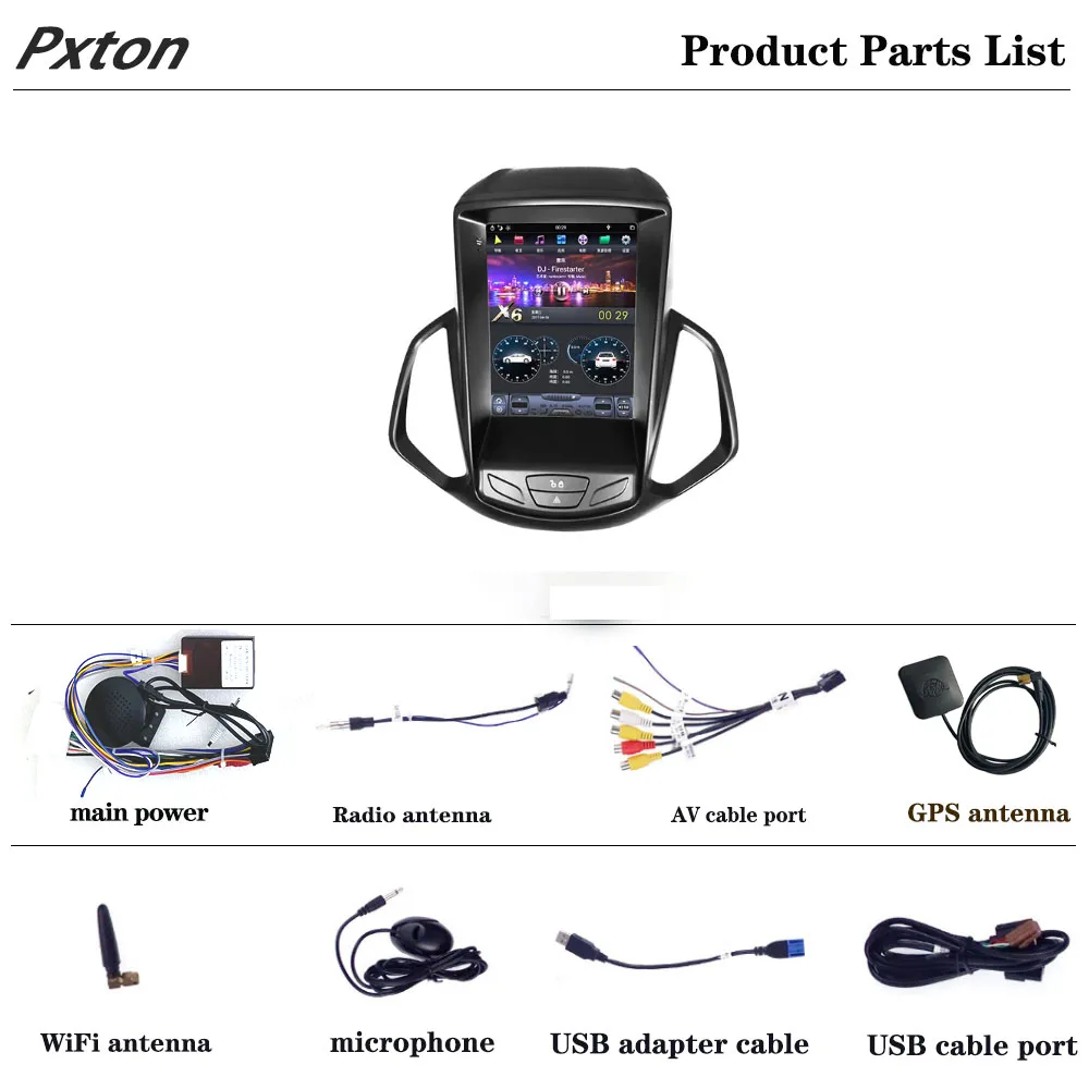 Автомобильный мультимедийный проигрыватель pdonson Tesla с экраном Android для Ford Ecosport