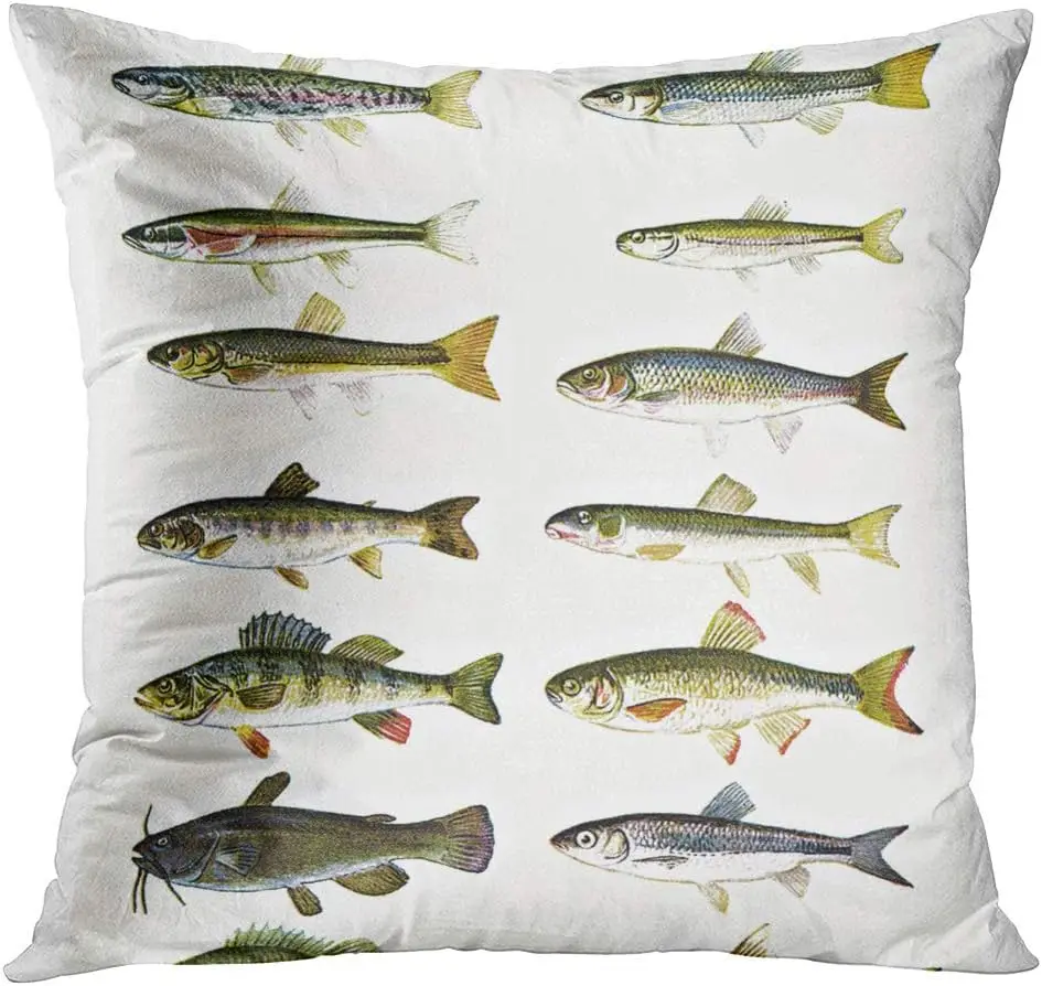 

Короткая плюшевая наволочка для подушки, винтажная наволочка для кемпинга в виде рыбьего шкафа, декоративная наволочка для рыбалки, домашний декор, квадратная наволочка