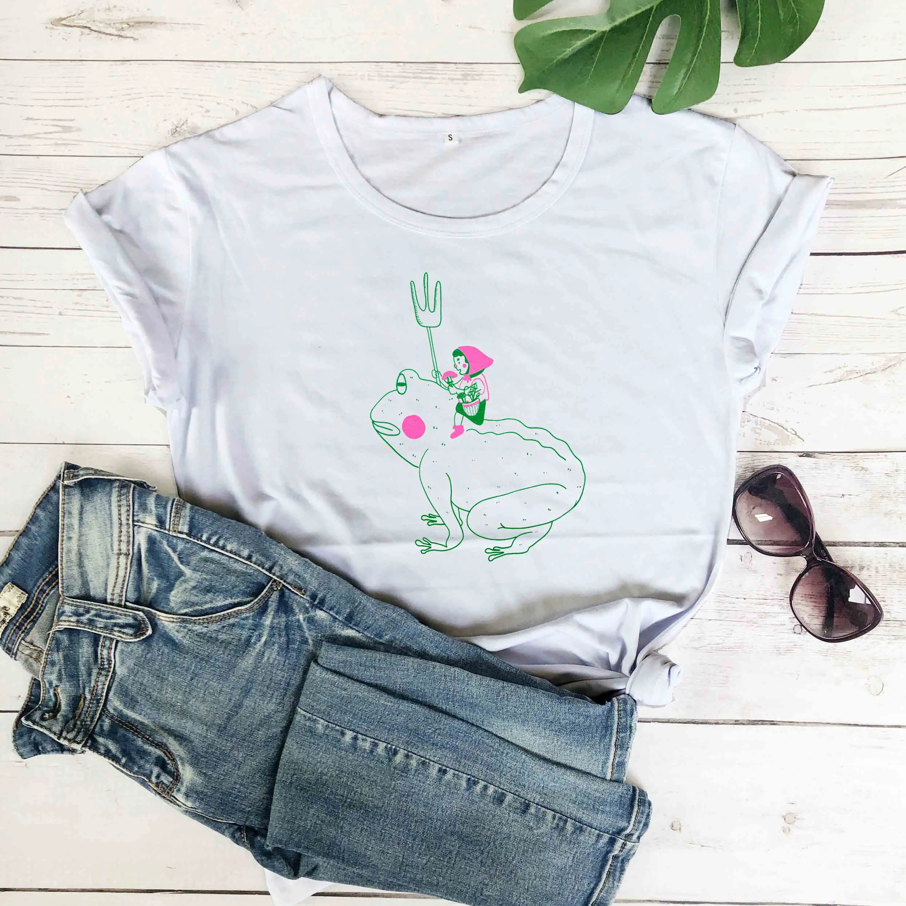 

Frog Tees Mushroom cute graphic women fashion cotton casual summer quality cute kawaii grunge tumlbr t shirt hipster art tops
