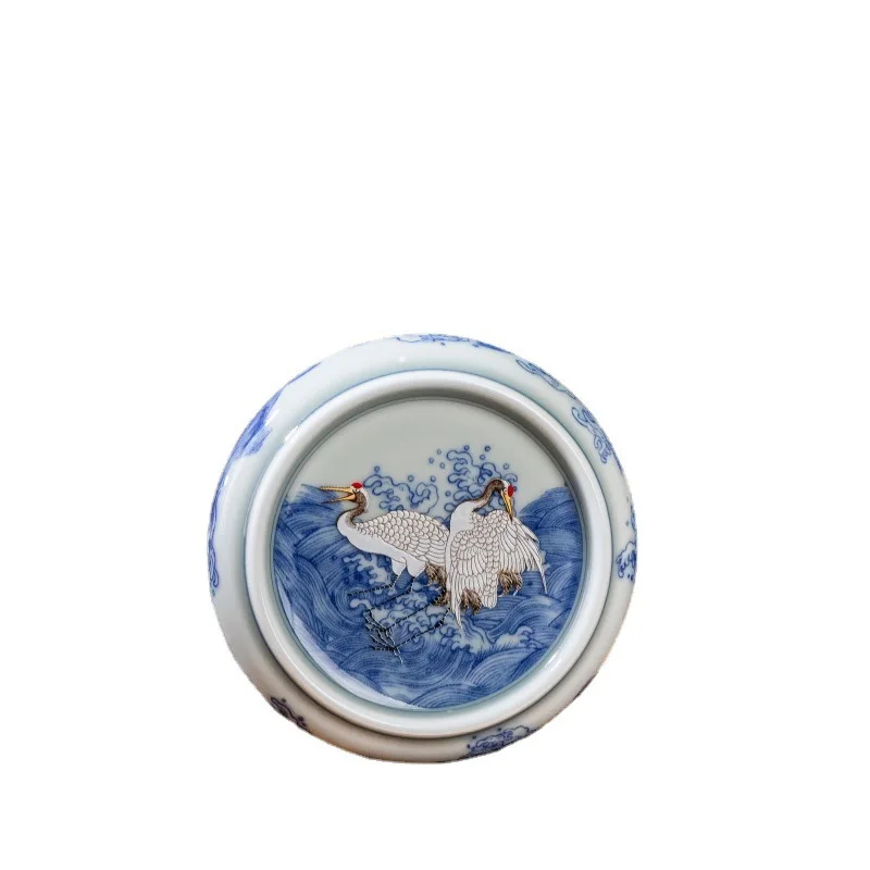 Цзиндэчжэнь Qitang античная грязь синий и белый морской журавль подставка