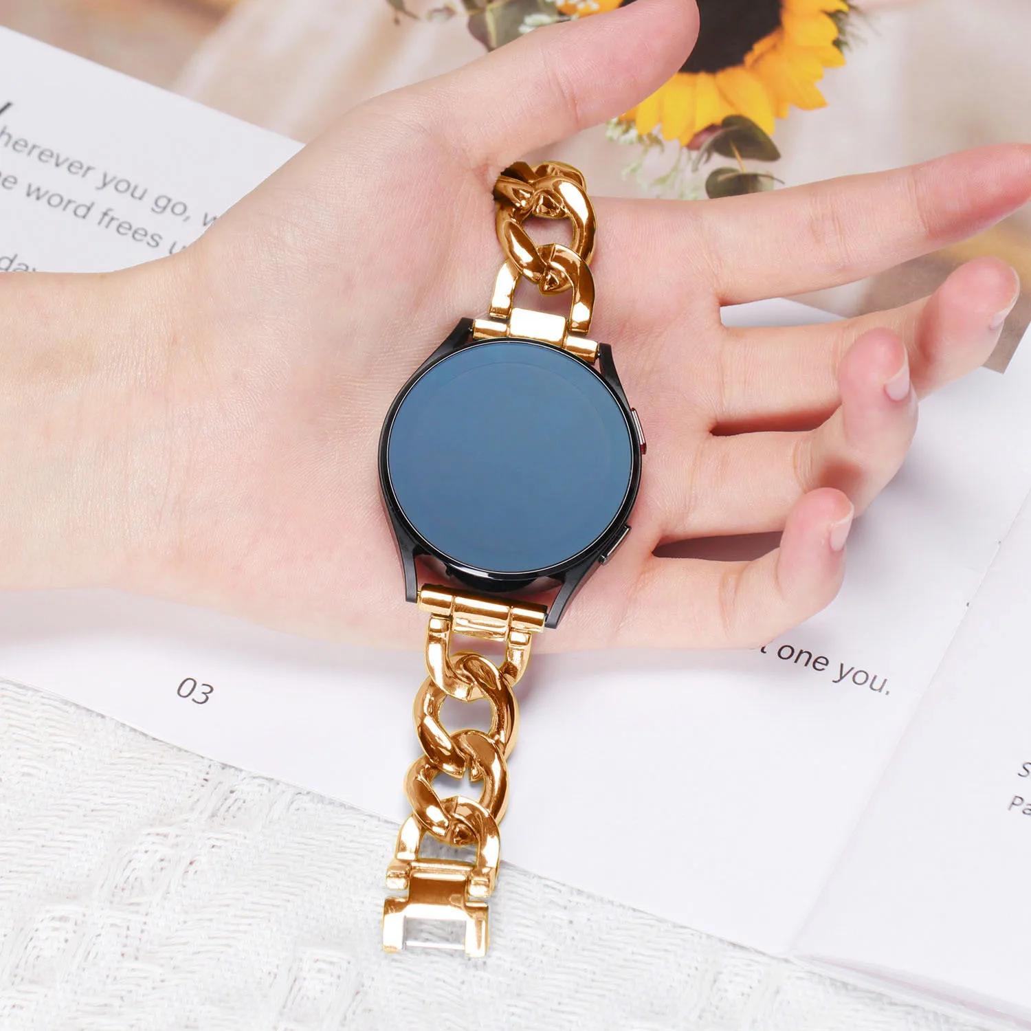 

Stainless Steel Strap For Samsung Galaxy Watch 4 Classic/46mm/Active 2 Gear S3/Amazfit Chain Bracelet Huawei Band GT 3 Pro 20mm