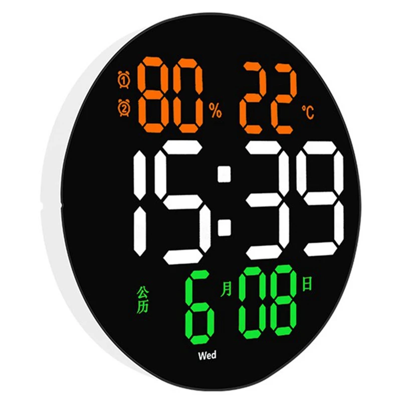 

Цифровые зеркальные настенные часы, цифровые настенные часы с будильником и термометром для украшения дома, гостиной, 10 дюймов