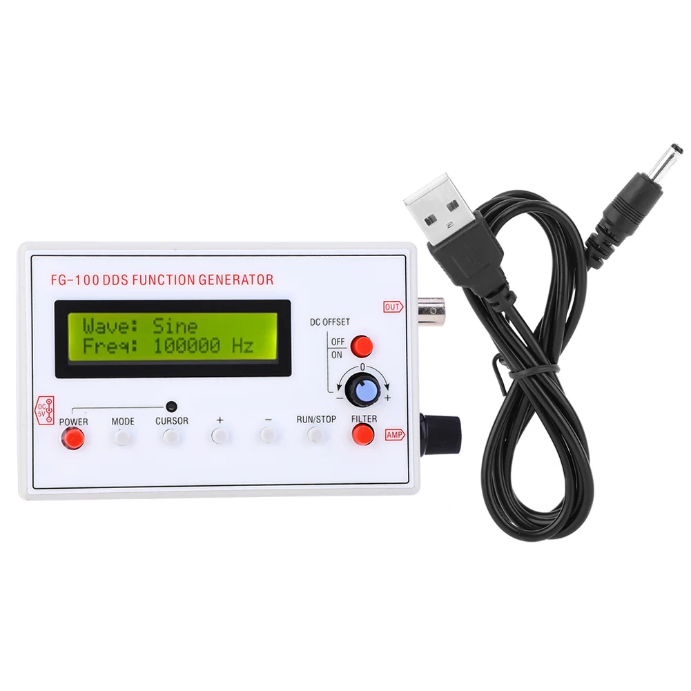 

FG-100 DDS Function Signal Generator Good Accuracy Frequency Counter 1Hz-500kHz 50Ω (Buttons Random Color) Signal Generator