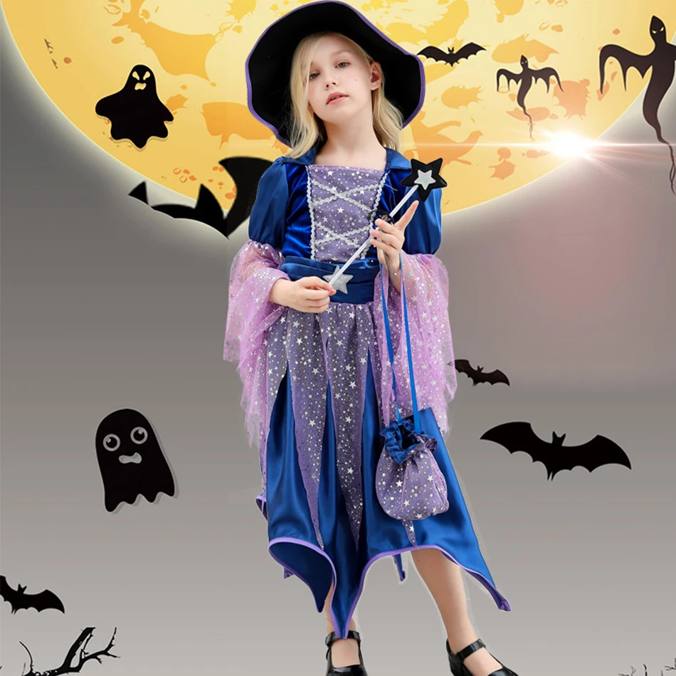 Witch Dress Halloween Kids Cosplay Demon For Girls Dress Maleficent Masquerade Party Tulle Long Dress Buy Three Get One Free