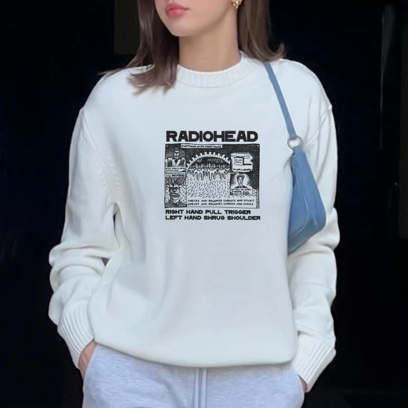 Женский трикотажный свитер в стиле хип-хоп с графическим принтом