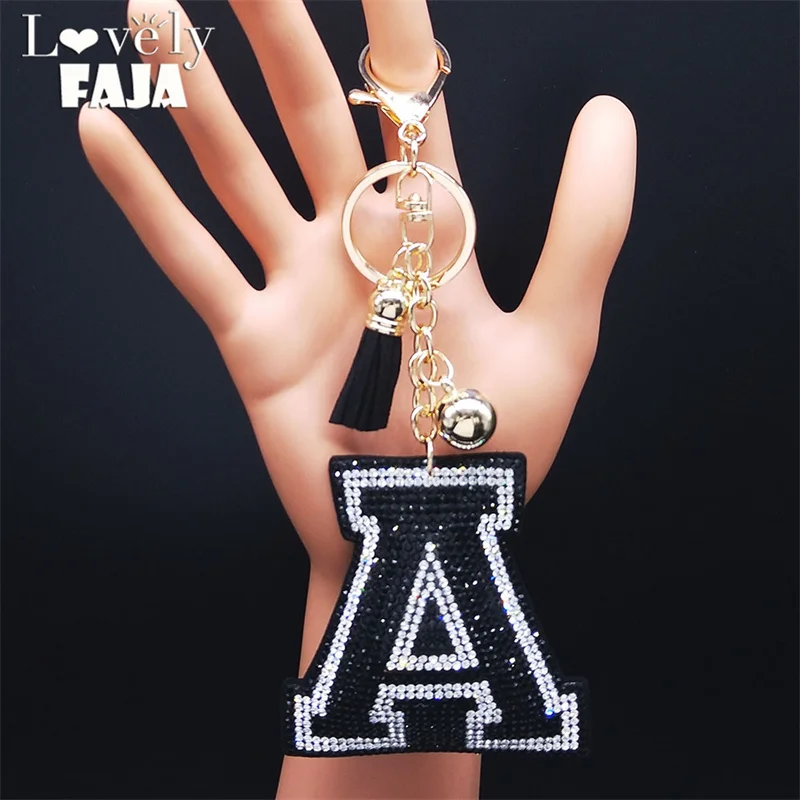 

Fashion Tassel Keychains A-Z Letters Initial Key Chains Crystal Alloy Handbag Goth Car Keyring Charm Bag Accessories Gifts KXH14