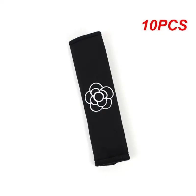 

10PCS Creative Embroidery Camellia Styling Car Safety Belt Pillow Car Belt Plush Protective Cover Anti-Cling Neck Car