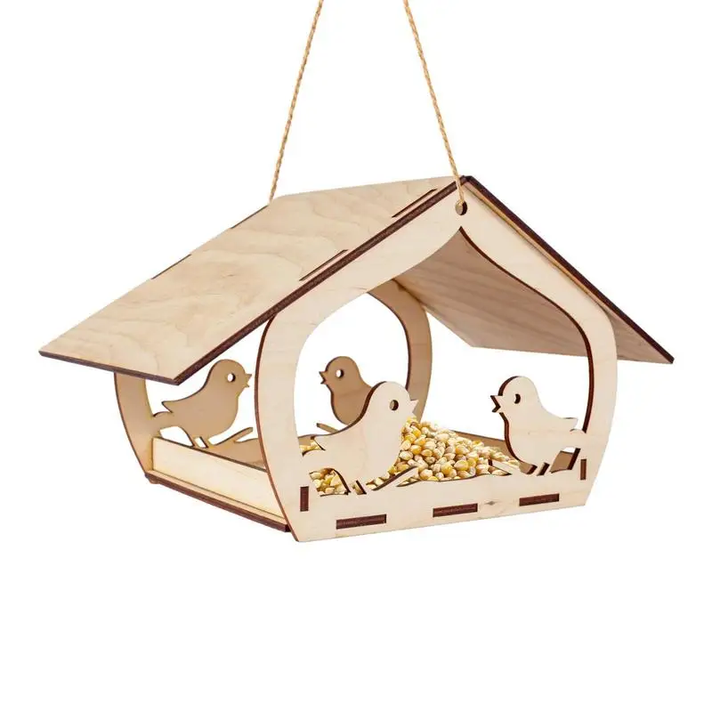 

DIY Wooden Garden Bird Lovely House Bird Feeder Lure Bird Feeder Garden Balcony Decoration Outdoor Hanging Parrot Aviary Gift