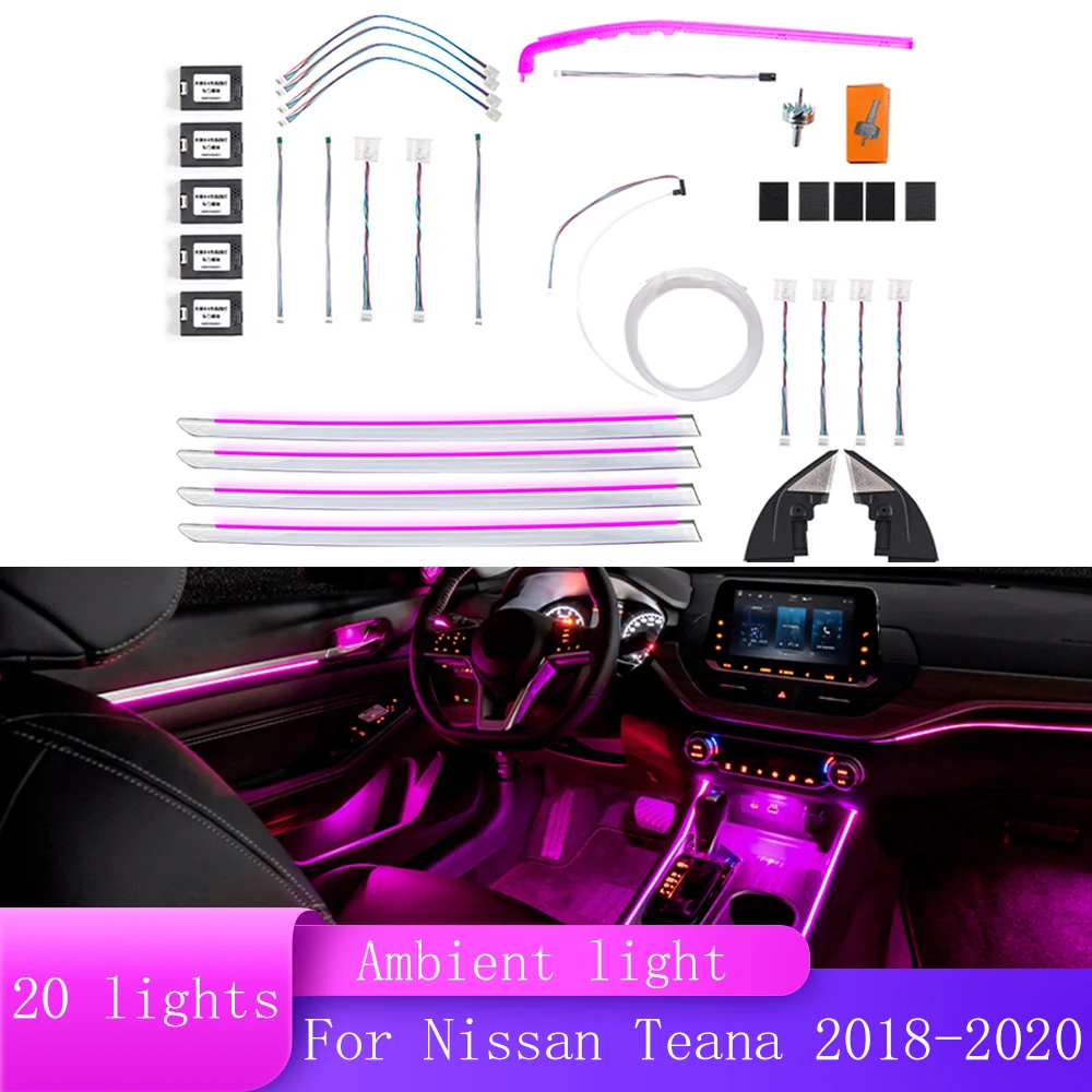 

For Nissan Teana 2018-2020 Ambient Light Set Central Control Illiminate Footwell Door Contour Light Storage Light Plug and Play