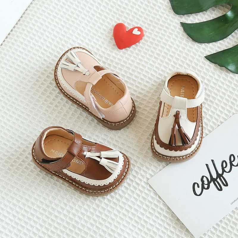 

Girls' Small Leather Shoes Tassel Princess Shoes Baby First Walkers Spring Autumn Retro Style Children's Single Shoes