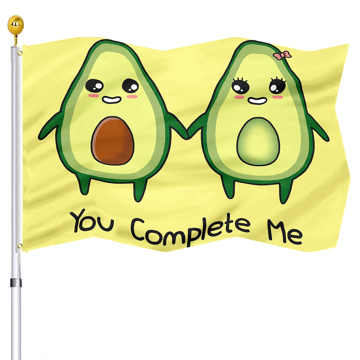 

Cartoon Avocado Couple Flag Cute Fruits Banner with 2 Grommets Polyester Flags for House Indoor Porch Outdoor Decor for Women