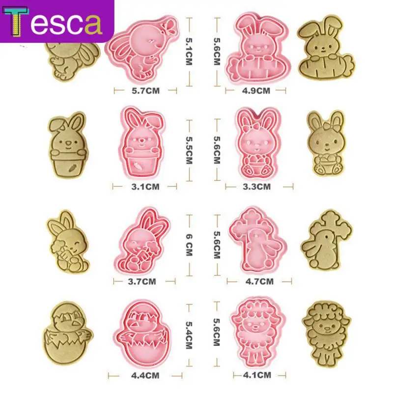 

Christmas Biscuit Mold Diy Baking Tool Cookies Press 8pcs/sets Rabbit Mould Cartoon 3d 3d Rabbit Mould For Home Easter Party