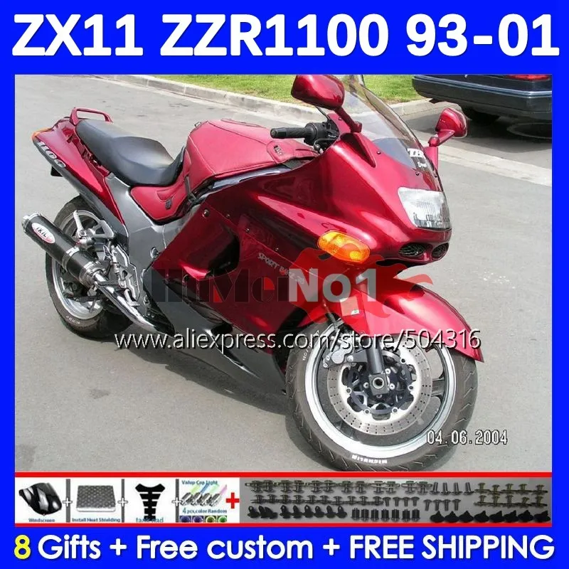 

Корпус для KAWASAKI NINJA ZZR1100 ZZR-1100 183MC.47 ZZR 1100 1993 1994 1995 1996 1997 1998 1999 2000 обтекатель с красным жемчугом