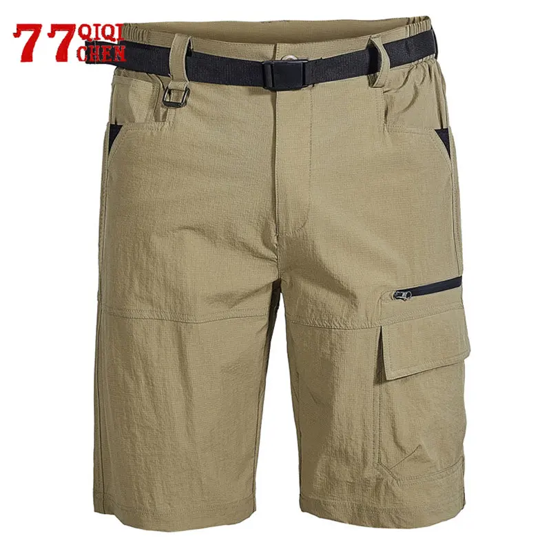 Summer Quick Drying Shorts Casual Multiple Pockets Hiking Mountaineering Sports Shorts Waterproof Loose Thin Outdoor Pants Male